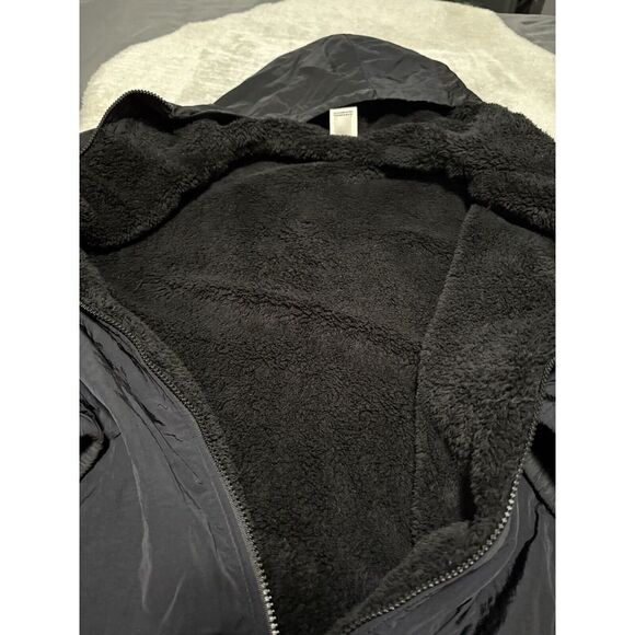 Pink Victoria Secret Womens Black Full Zip Medium Fleece Lined Jacket Hooded - Picture 3 of 8